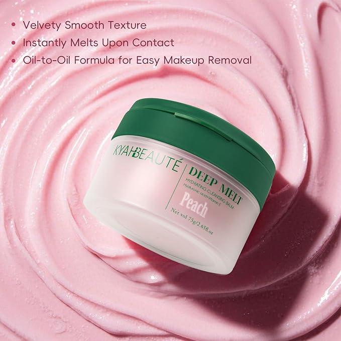 Cleansing Balm, Naturium Makeup Remover Balm for Sensitive Skin, Waterproof Mascara Makeup Remover, Face Eyes Lip Cleanser, Peach Scented, Coconut Oil, Vitamin E & Hyaluronic Acid, 2.65 Oz