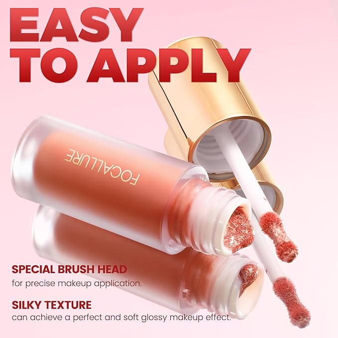 FOCALLURE Shimmer Liquid Highlighter, Smooth Cream Formula and Non-greasy Finish,Delivers a Natural Glow, Long Lasting Illuminator Highlighter Face Enhancing Makeup,Yes To Heaven