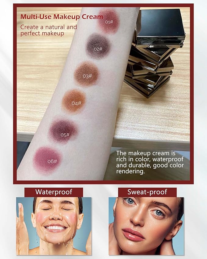 Long Lasting 2-in-1 Creme Cheek Blush + Lip Stain Lipstick, High Pigmented Tinted Lip Balm Blusher with Brush,Hydrating Cream Texture for Cheek,Eye & Lip Tint,Women's Day Makeup Gift for Women-04