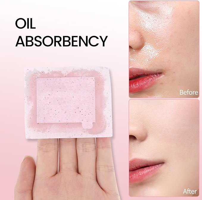 Erinde Oil Blotting Sheets for Face with Mirror and Puff, 300 Sheets Oil Blotting Paper for Oily Skin, Face Oil Absorbing Sheet, Natural Oil Control Film, Absorb Excess Oil, Makeup Friendly