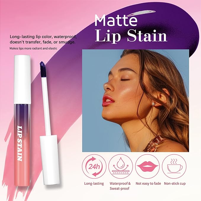 Petansy Peel Off Lip Stain 3 Colors Matte Tattoo Peel Off Lip Liner Set Long-lasting Waterproof Nude Lip Gloss Highly Pigmented Tattoo Lip Tint Stain (red, M)