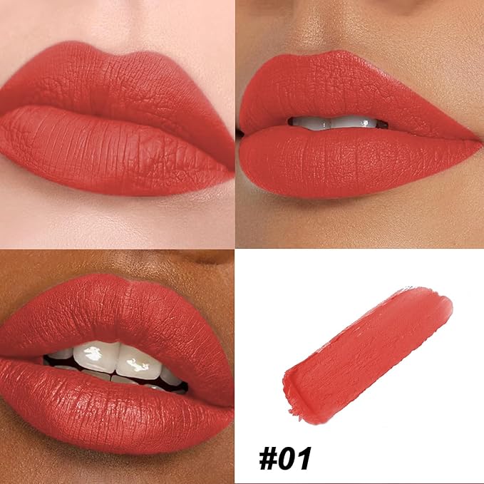 Matte Bullet Long Wear Lipstick - Vegan and Cruelty-Free - Smudge and Waterproof Matte Lipstick with Moisturizing Formula - All Day Comfort - (Power Play #01)
