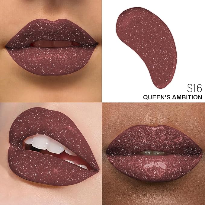 Shimmer Lip Gloss - Non-Sticky Girls Gloss - Long Lasting High Shine - 0.7 FL Oz Gloss for Girls & Women - Cruelty Free - (Queen’s Ambition: S16)