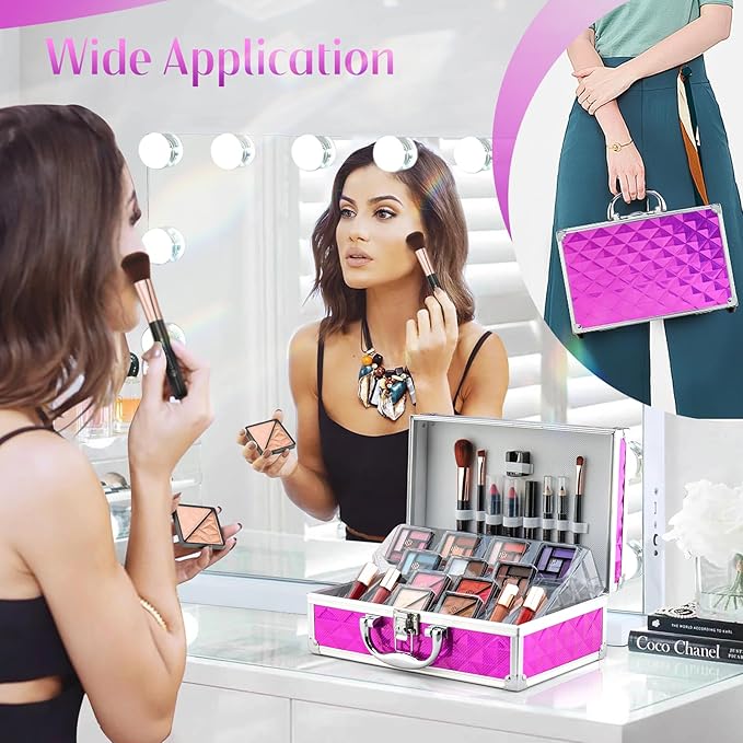 Color Nymph Girls Makeup Kits for Teen, Beginner Makeup Kit For Girls Non Toxic Makeup Set w/Train Case 24pcs Cosmetics Eyeshadow Lipstick Lipgloss Blush Mascara Eyeliner For Tweens Girl/Lady