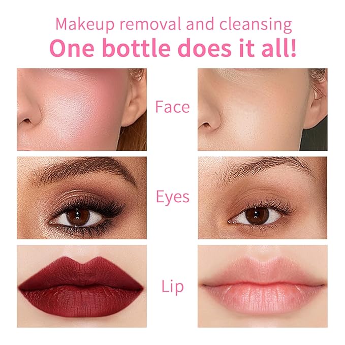 NICEFACE All-in-One Micellar Cleansing Water, Hydrating Facial Cleanser & Makeup Remover, Apply to Face, Eyes and Lips - No Rinse Off, Suitable for Sensitive Skin, Vegan, Cruelty Free (100ml)