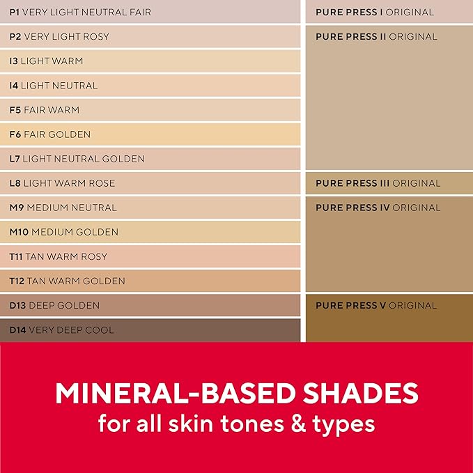 Mirabella Invincible Pure Pressed Powder Foundation - Buildable Mineral Makeup & Blurring Setting Powder for All Skin Types - HD Matte Finishing - Porcelain P2