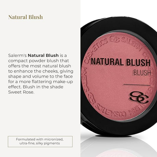 SALERM - Compact Powder Blush - Natural Blush - 8 g - Tone Sweet Rose - Natural-Looking Blush - Long-Lasting - Soft and Lightweight Texture - Buildable Coverage