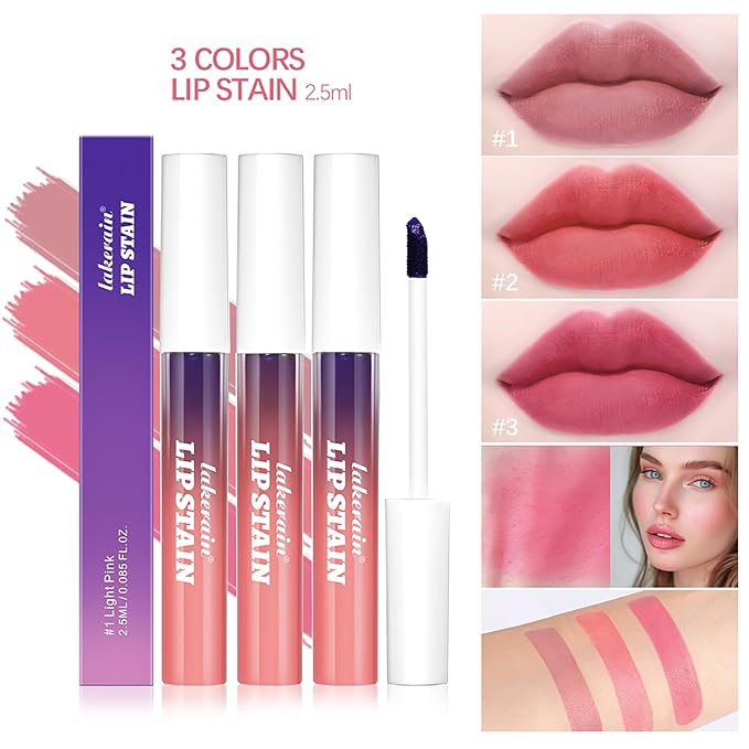Peel-Off Lip Tint Set - Tattoo Lip Stain Kit, Long-Lasting Matte Finish, Moisturizing Peel-Off Lip Mask, Waterproof & Smudge-Proof, 24H Color Hold (#3 Hot Pink, 1)