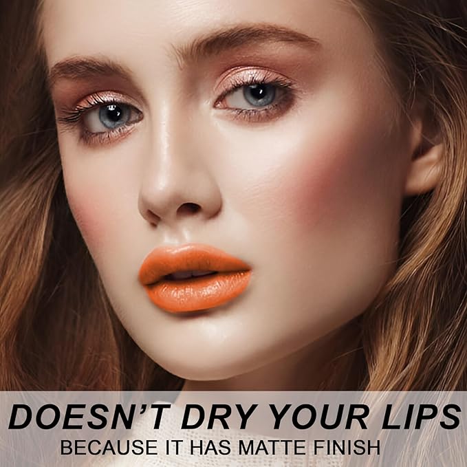 Matte Bullet Long Wear Lipstick - Vegan and Cruelty-Free - Smudge and Waterproof Matte Lipstick with Moisturizing Formula - All Day Comfort - (Tangerine Dream #14)
