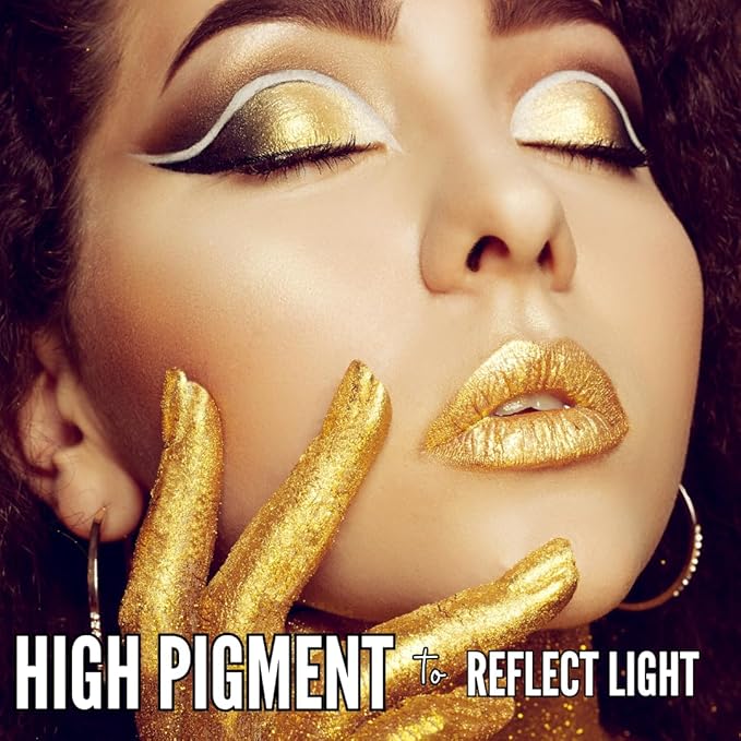 Mynena Golden Loose Powder Highlighter – Vegan Paraben-Free Face & Body Luminizer | Ultra-Fine Shimmer for Radiant Glow | Buildable Festival Makeup | Wet or Dry Application | Cruelty-Free - Gold