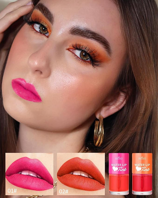 2 Colors Lip Tint Stain Set, Watery Tint Lip Gloss Long Lasting Waterproof Non-Stick Cup, Korean Lip Tint Glossy Lip Stain Mini Liquid Lipstick, Matte Velvet Tinta Para Labios Multi-use Lip Cheek Tint