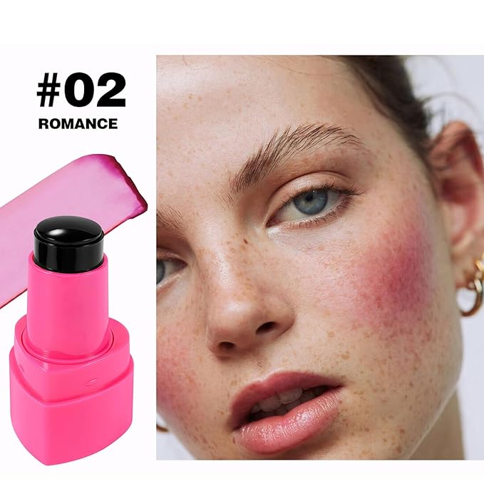 Cooling Water Jelly Tint Blush, Multi-Use Love Blush Tint Stick, Sheer Lip & Cheek Stain Makeup Stick, Moisturizing Buildable Bouncy Jelly Texture, Cruelty Free (02#, 0.32oz)