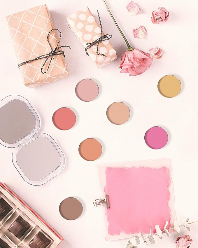 EORTA 100 Pcs Empty Round Metal Tins Palette Pans Silver Mini Aluminum Plate for Paint Eyeshadow Palette Makeup, Diameter 2.5cm
