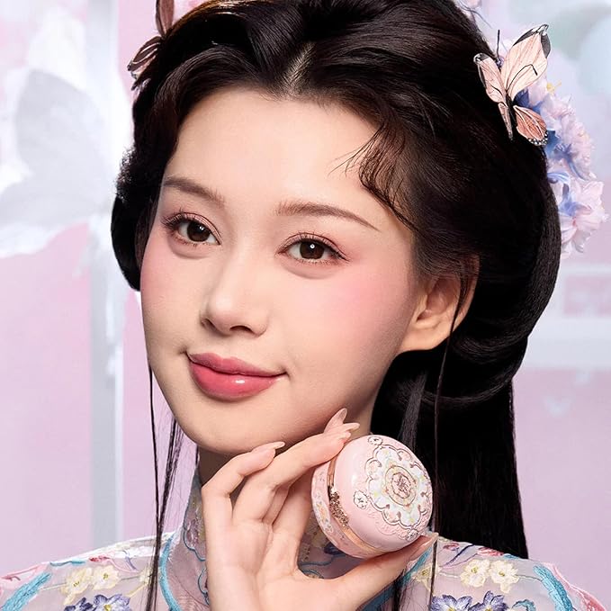 Flower Knows Butterfly Cloud Collar Rouge Box Highlighting & Blush Duo Powder,Pink Matte Finish Blush & Highlighter Palette,Buildable & Blendable Makeup Blush for cheeks(03 Pastel Lotus)