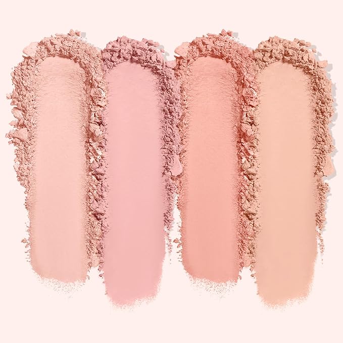 4 Colors Cream Blush Palette, Face Powder for Cheeks, Matte Pink Palette With Brush, Highlighter Eyeshadow Makeup Palette