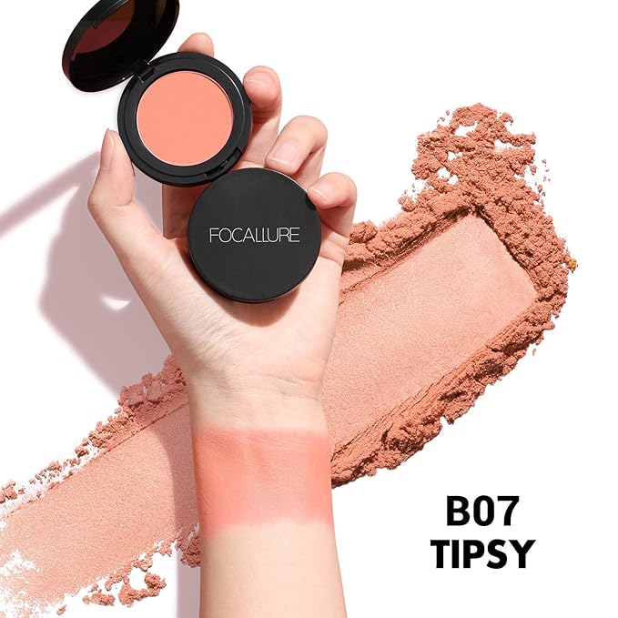 FOCALLURE Silky Face Pressed Blush,High Pigment Mineral Blusher,Create a Fade-free Flawless Finish and Give your Skin a Natural Glow,Lightweight Facial Blusher Makeup,TIPSY