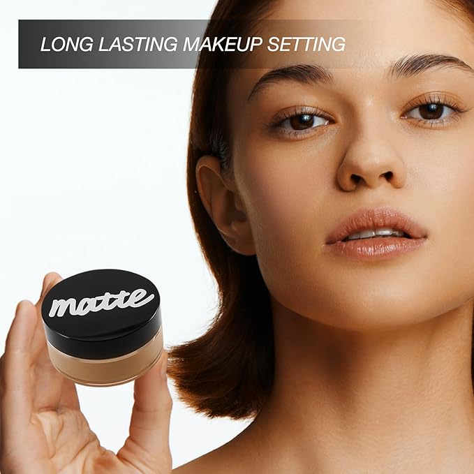Boobeen Lightweight Translucent Loose Setting Powder Makeup, Matte Non-Sticky Finishing Baking Makeup, Concealing Nude Face Pressed Foundation Powder for Women With Puff