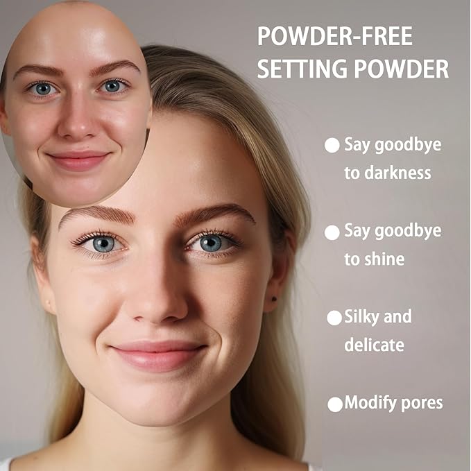 Matte Pressed Setting Powder - Oil Control Powder Free Jelly Texture Face Makeup Skin-friendly Waterproof Long-Lasting Finishing Lightweight Setting Powder