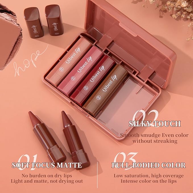 6 Colors 2-in-1 Lip liner and Lipstick Set, Matte Lipstick Crayon Lip Liner Pencil, High Pigmented Smooth Creamy Long Lasting Waterproof Lipstick