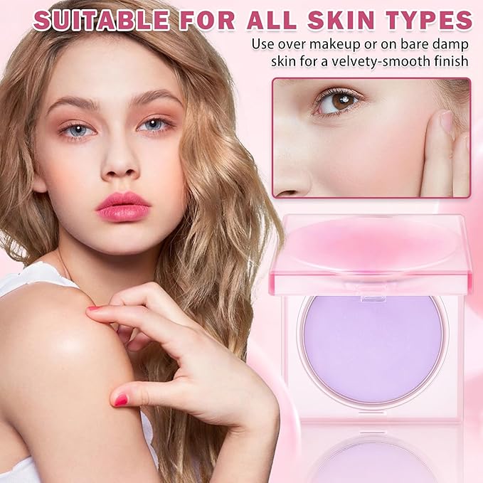 Oil Control Pressed Setting Powder,Jelly Pressed Powder for Face Makeup,Soft Focus Blurring Setting Powder Finishing Powder Makeup,Matte Polvo Traslucido Maquillaje Para Mujer