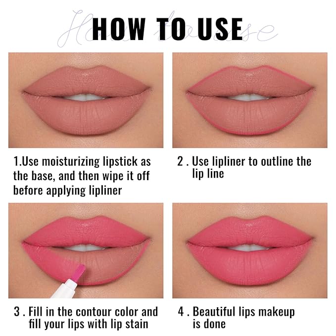 UCANBE 2pcs Matte Lip Tint Stain Set, 1 Lip Stain & 1 Lip Liner Pencil, Long Lasting Waterproof Lightweight Non-sticky Liquid Lipstick for Women & Girl (03 ESPRESSO)