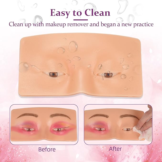 Makeup Practice Face, JimKing Makeup Practice Board, Faccial Practice Skin for Professional and Beginners, 3D Realistic Model for Eyelash Extensions, Eyeliner And Eyeshadow Face Makeup Practice