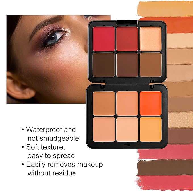 12 Colors Full Coverage Concealer Palette and 11 Pcs Makeup Brush, FantasyDay Long Lasting Lightweight Creamy Formula Xmas Makeup Contour Kit Color Corrector Conceal Moisturizing Foundation Camouflage
