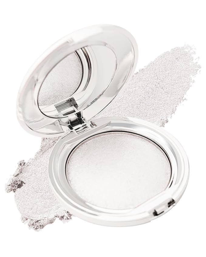 Face Highlighter Powder Palette, Waterproof Long Lasting Shimmer Pearl White Silver Glow Highlighting Bronzer Eye Facial Contour Cream Makeup Palette, Illuminator for Women Eyeshadow Body Cheek-01