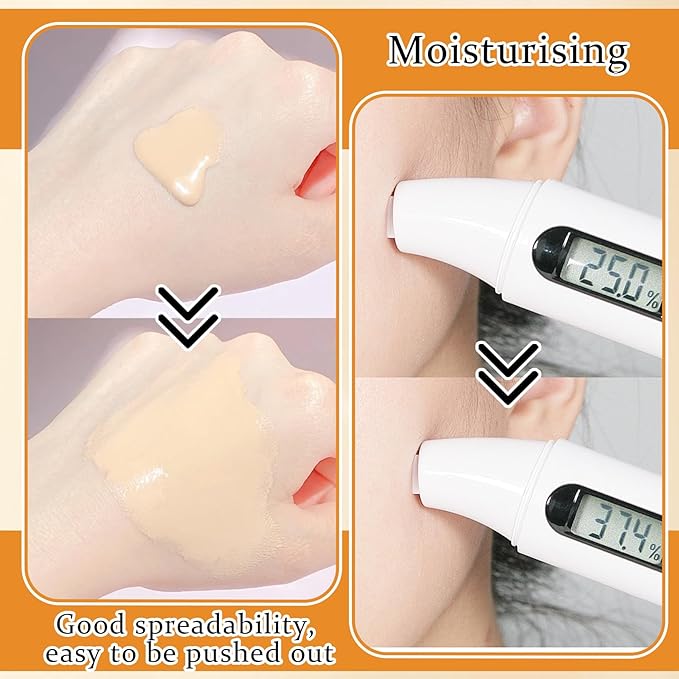 2Pcs Mushroom Head Air Cushion CC Cream Foundation Makeup,Moisturizing BB Cream Face Makeup Liquid Foundation,Long Lasting Full Coverage Concealer for All Skin Types(Natural)A