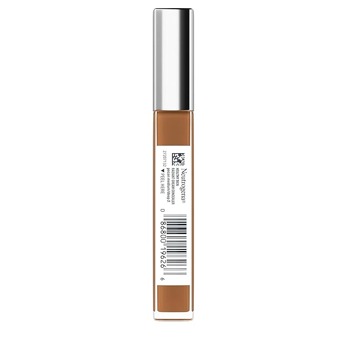 Neutrogena Healthy Skin Radiant Brightening Cream Concealer with Peptides & Vitamin E Antioxidant, Lightweight Perfecting Concealer Cream, Non-Comedogenic, Pecan Medium/Deep 02 with warm (Pack of 2)