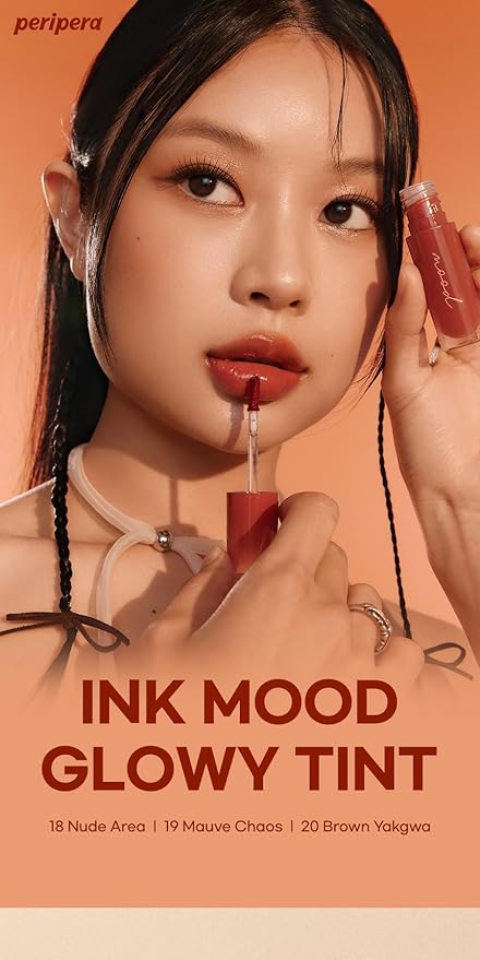 Peripera Ink Mood Glowy Tint | Lip-Plumping, Naturally Moisturizing, Lightweight, Glow-Boosting, Long-Lasting, Comfortable, Non-Sticky, Mask Friendly, No White Film 018 NUDE AREA (HONEY K-OOKIE)