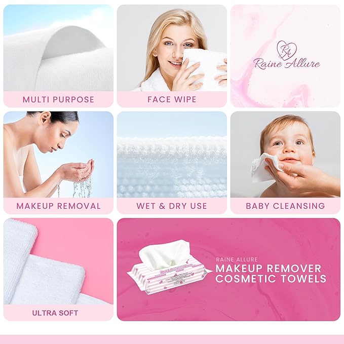 Makeup Remover Cosmetic Towels, Reusable (25 Count, 200 Uses) and Disposable Face Towel, Machine Washable, Ultra Soft, Removes All Types of Makeup, Specifically Made for Face and Body