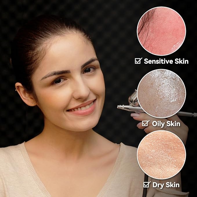 OPHIR 7x Airbrush Makeup Foundation, Air Brush Foundation for Air Brush Makeup, Includes Lvory & Natural White, Light Brown, Medium Tan, Porcelain White & Medium Dark,1oz/Bottle