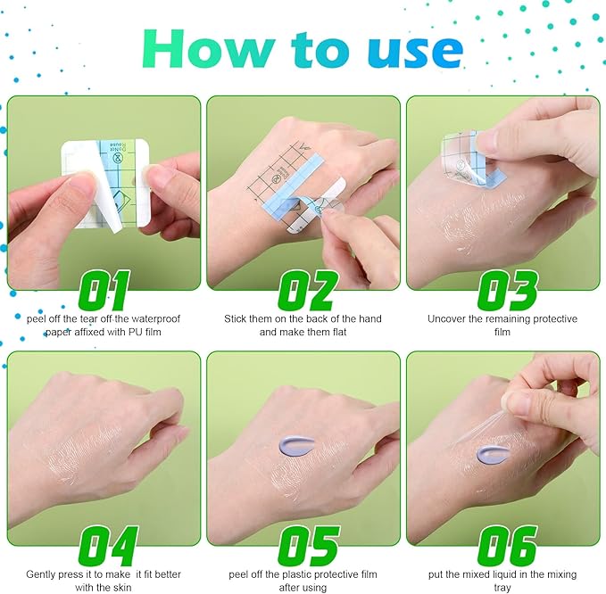 100 Pieces Makeup Hand Palette Single Use Waterproof Makeup Mixing Professional Palette Artist Must Haves Disposable Adhesive Artist Cosmetic Transparent Tape for Women Girls Supplies
