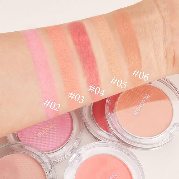 Boobeen Single Color Blush Face Blush Palette Matte Baked Makeup Blush Powder High Pigment Pressed Blush, Long-lasting Colorful, Blends Easily, Lightweight (#02)