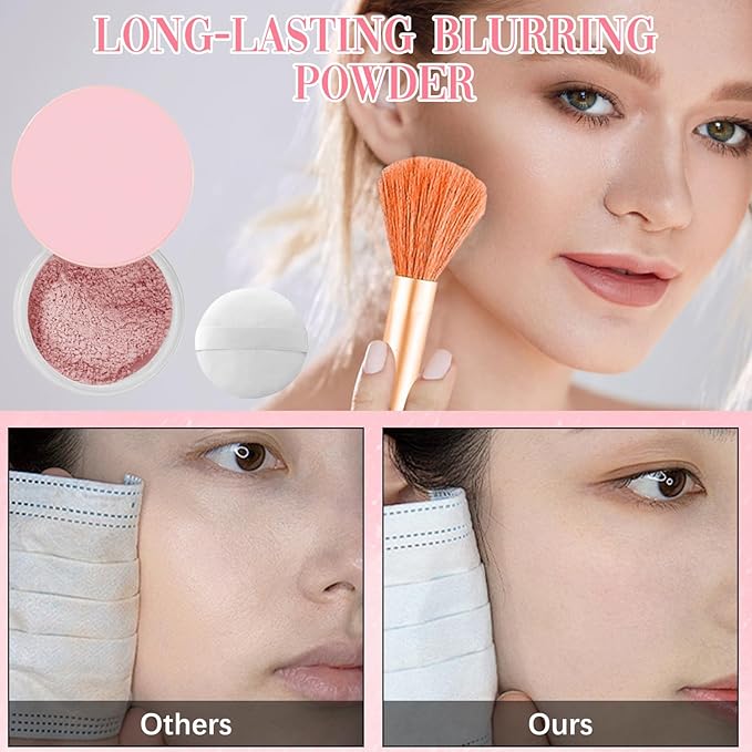 Beauty Blurring Powder, Beauty Pink Setting Powder, Blurring Setting Powder, Beauty Blurring Powder, for All Skin Tones (Pink, A)