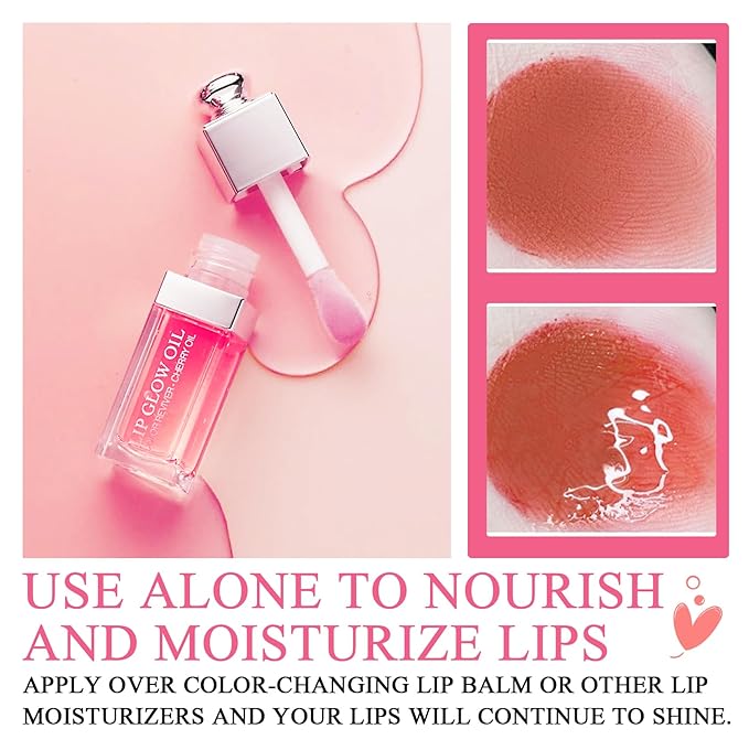 2Pcs Hydrating Lip Oil, Plumping Lip Gloss,Glossy Refreshing Long Lasting Moisturizing Tinted Lip Glow Oil for Lip Care,Hydrating No-Sticky Lip Stain Balm for Women
