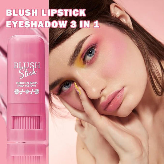 Cream Blush Stick Multi-Use Makeup Blush Stick for Lip and Cheeks Tint Solid Moisturizer Waterproof Cream Blush Natural Face Blush Makeup for All Skin Tones-02 Nude Pink