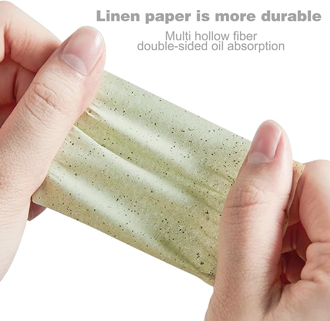 Facial Oil Blotting Paper, Natural Charcoal - 600 Counts, Makeup Friendly Oil Absorbing Paper, Strong Oil Blotting Paper That Is Easy To Carry And Use (Green, 3.7×2.6inch)