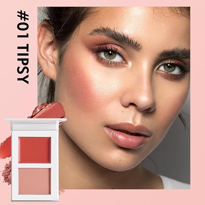Blush For Cheeks - Cream and Powder in One Blushes Makeup Travel Size, Natural Nude Face Blusher Makeup, High Pigmented Long Lasting Face Blusher for Fair, Mature Skin #1