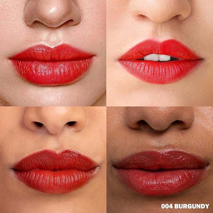 Peel Off Lip Stain - Long Lasting, Transfer Proof and Waterproof Tattoo Lip Tint, Matte Finish Lip Stain Peel Off, Infused with Vitamin E & Algin & Hydroxyacetophenone, #004 Burgundy