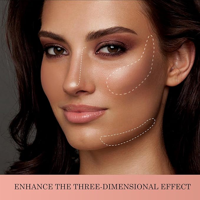 Boobeen 2 Packs Matte Finishing Pressed Powder Contour Palette, Waterproof and Oil-Control Face Contour Bronzer Powder, Non-Caking Natural and Long-Lasting Baked Setting Bronzer Makeup, 5 Colours