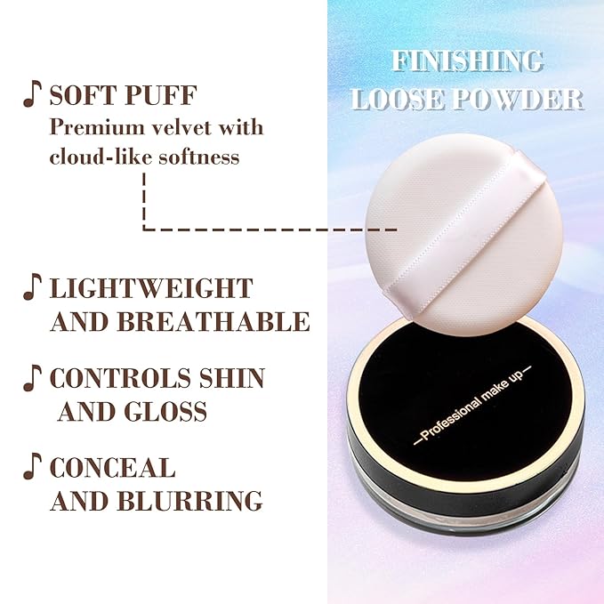 Loose Setting Powder and Sunscreen Face Powder,Waterproofing Lightweight Finishing Powder Set with Brush,Natural Face Makeup Powder for Women,Translucent Setting Powder for All Skin Tones (Light Pink)