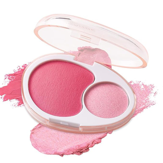 UCANBE Cream Dual Blush for Cheeks: Lightweight Buildable Highlighter and Blush Palette - Smooth Natural Makeup Blush - Long-lasting All-day Face Contour Blush(01#Lemonade)