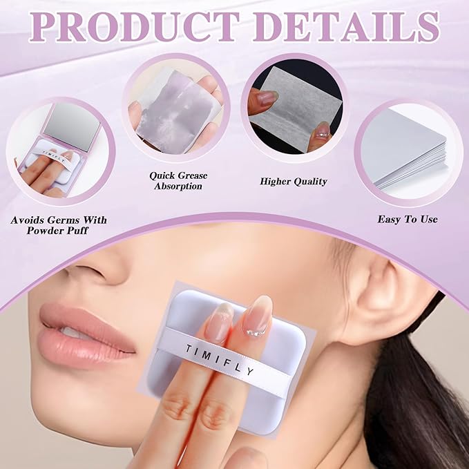 1000 pieces Natural lavender oil-absorbing tissues, special oil-absorbing tissues for oily skin, highly effective in absorbing oil, and easy to carry(Lavender)