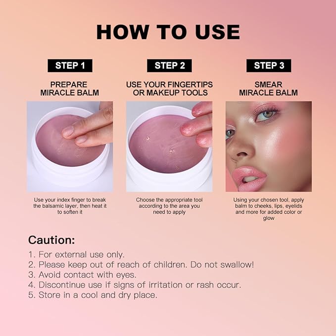 Miracle Lip & Glow Cream Blush Balm with Vitamin E, Beauty Cream Blush Create Lightweight & Shimmer Finish