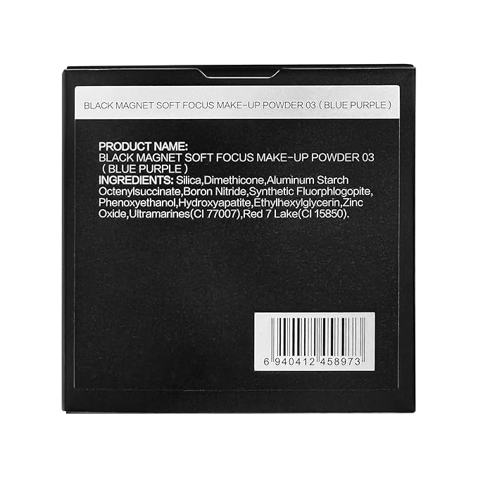 Black Magnet Soft Focus Make Up Powder, Waterproof Loose Setting Powder, 24H Longlasting, Oil Control, Talc-Free Face Powder, 03 Light Purple For Sensitive Skin, 0.28Oz