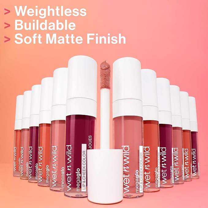 wet n wild Mega Glo Lip & Cheek Color, Creamy Rosy Stain, Buildable Multi-Use Soft Matte Finish, Vegan & Cruelty-Free - Rosy Romance