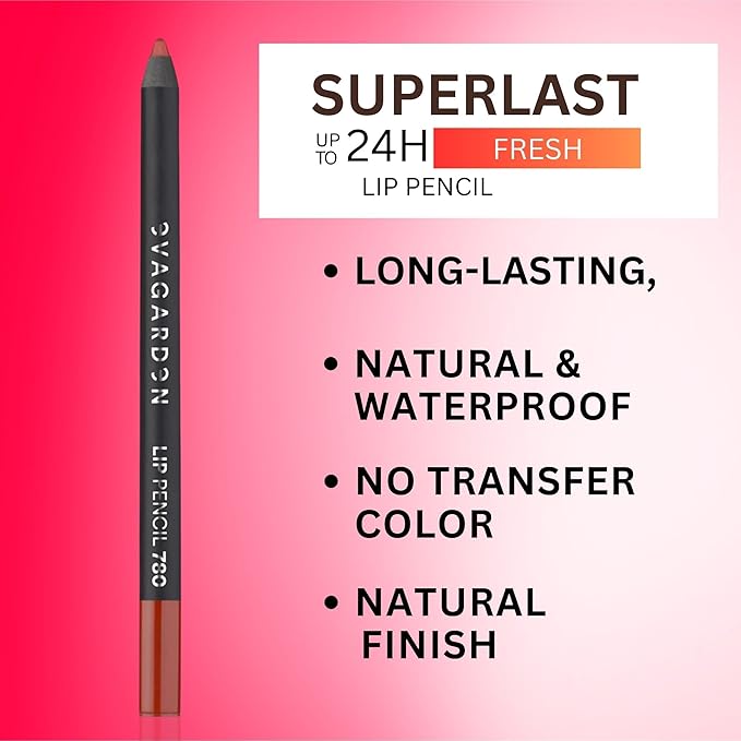 Superlast Lip Pencil - Long-Lasting and Semi-Permanent - Essential for Defining and Enhancing - Maintains Grip of Other Formulas - No-Transfer Color - 780 Hot Kiss - 0.07 oz
