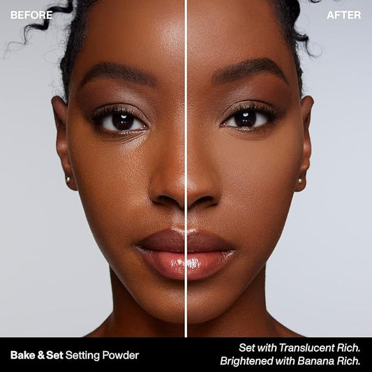 Morphe Bake & Set Setting Powder - Lightweight, Talc-Free Finishing Powder for Face Makeup with a Soft, Natural Finish - Minimizes Shine for Up to 24HR - Banana Rich (0.31 oz)